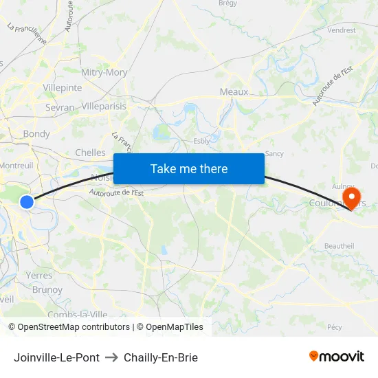 Joinville-Le-Pont to Chailly-En-Brie map