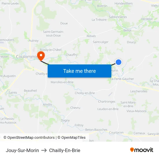 Jouy-Sur-Morin to Chailly-En-Brie map