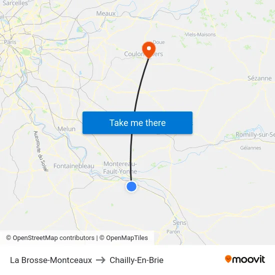 La Brosse-Montceaux to Chailly-En-Brie map