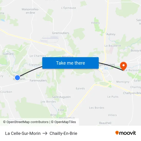 La Celle-Sur-Morin to Chailly-En-Brie map