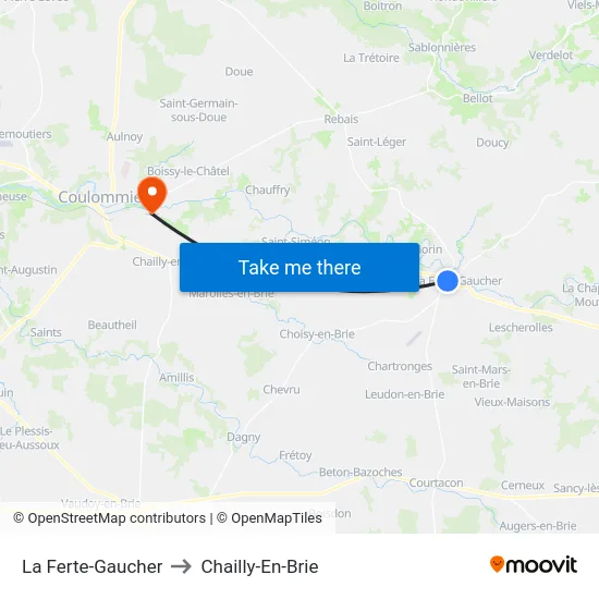 La Ferte-Gaucher to Chailly-En-Brie map