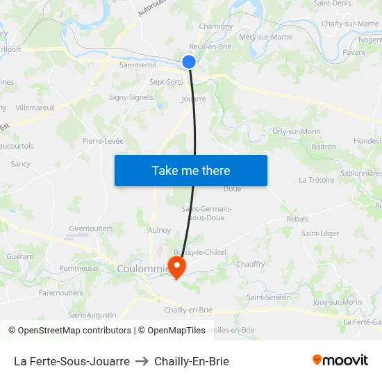 La Ferte-Sous-Jouarre to Chailly-En-Brie map