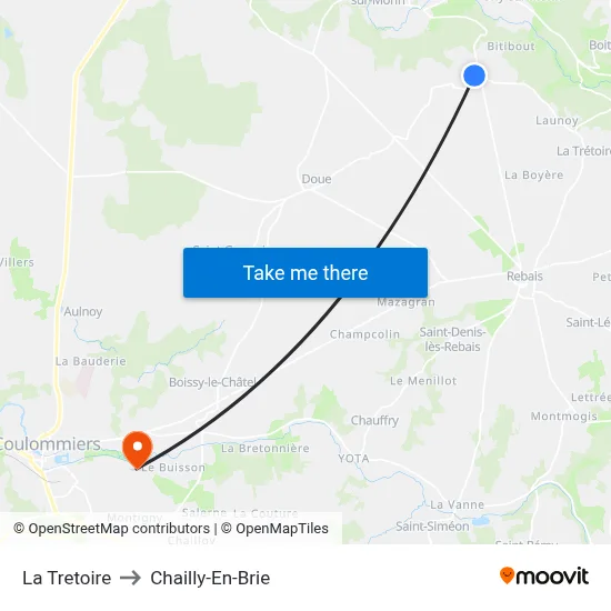 La Tretoire to Chailly-En-Brie map