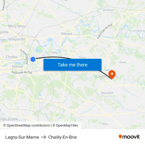 Lagny-Sur-Marne to Chailly-En-Brie map