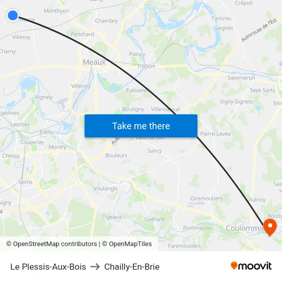 Le Plessis-Aux-Bois to Chailly-En-Brie map