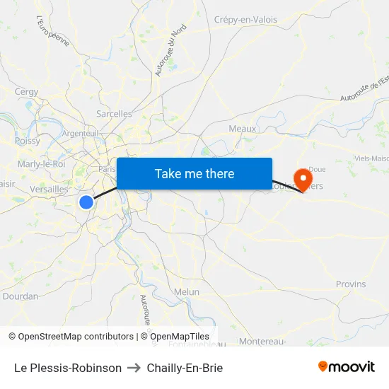Le Plessis-Robinson to Chailly-En-Brie map