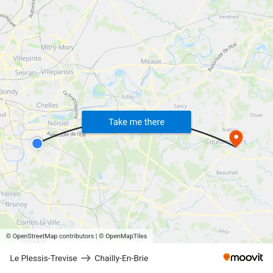 Le Plessis-Trevise to Chailly-En-Brie map