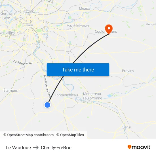 Le Vaudoue to Chailly-En-Brie map