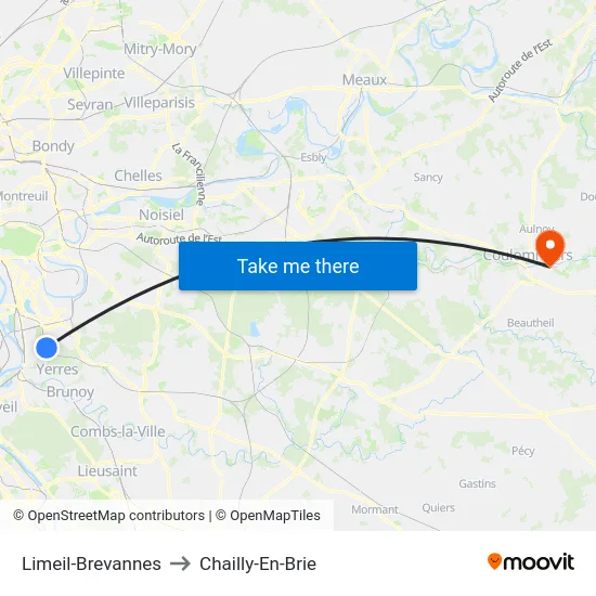 Limeil-Brevannes to Chailly-En-Brie map