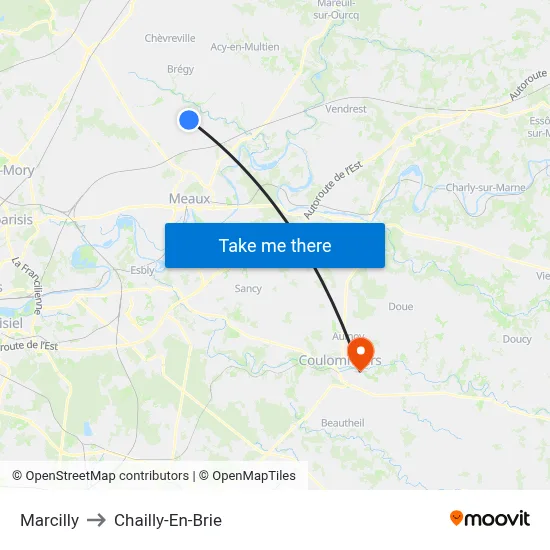 Marcilly to Chailly-En-Brie map