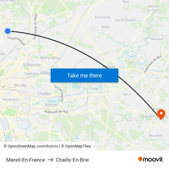 Mareil-En-France to Chailly-En-Brie map