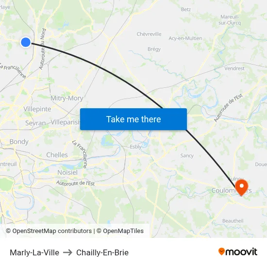 Marly-La-Ville to Chailly-En-Brie map