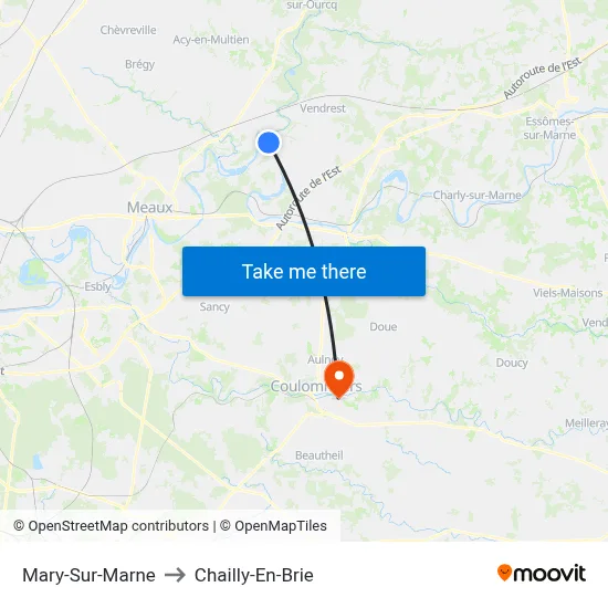 Mary-Sur-Marne to Chailly-En-Brie map