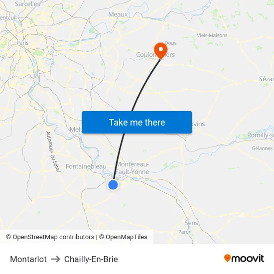 Montarlot to Chailly-En-Brie map