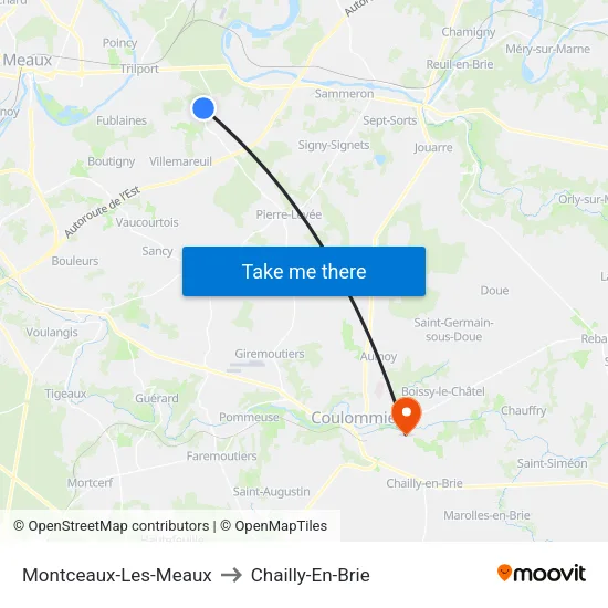 Montceaux-Les-Meaux to Chailly-En-Brie map