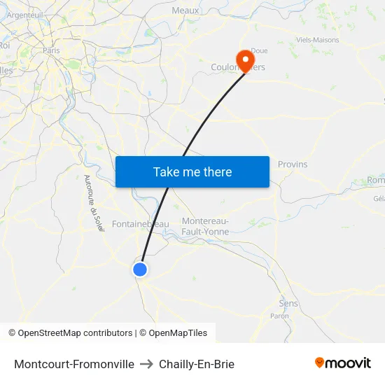 Montcourt-Fromonville to Chailly-En-Brie map