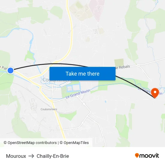 Mouroux to Chailly-En-Brie map