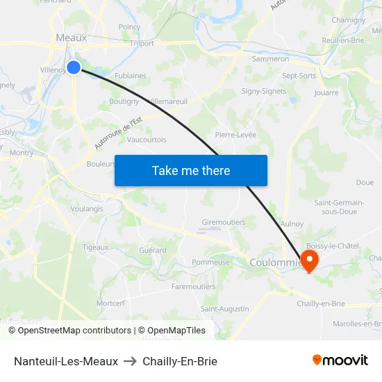 Nanteuil-Les-Meaux to Chailly-En-Brie map