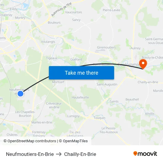 Neufmoutiers-En-Brie to Chailly-En-Brie map