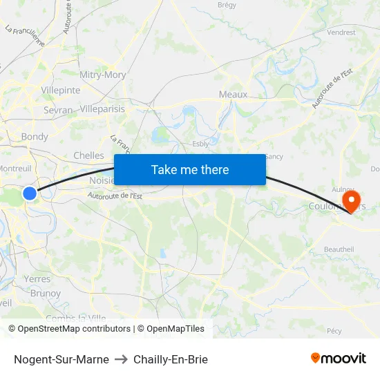 Nogent-Sur-Marne to Chailly-En-Brie map