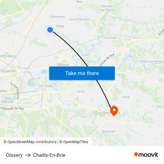 Oissery to Chailly-En-Brie map