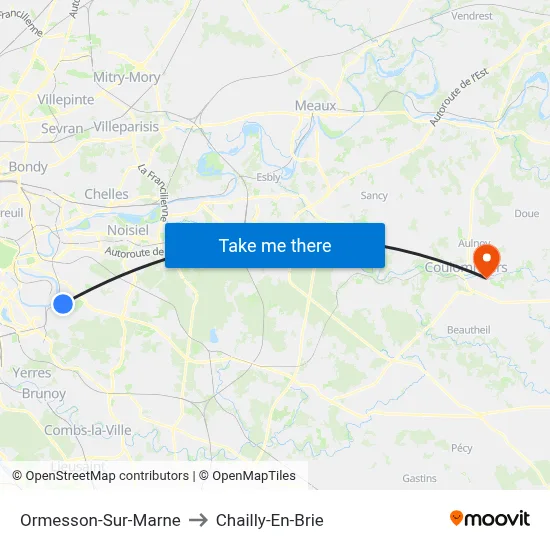 Ormesson-Sur-Marne to Chailly-En-Brie map