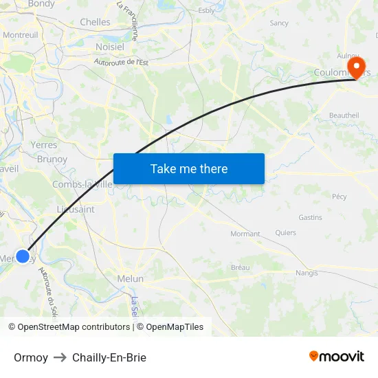 Ormoy to Chailly-En-Brie map
