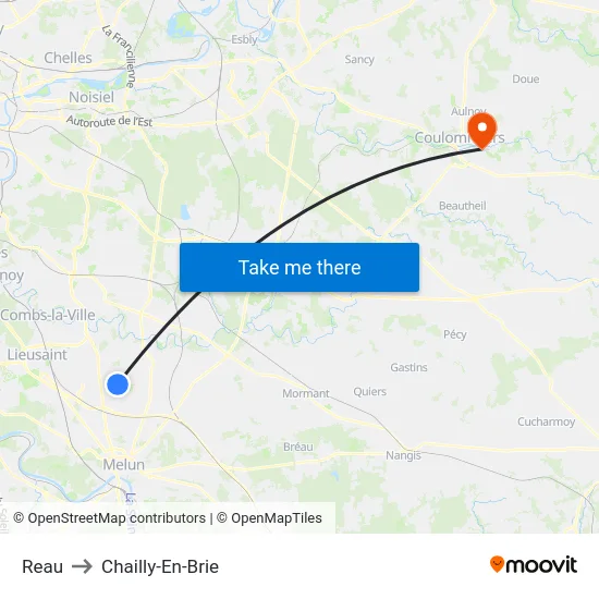Reau to Chailly-En-Brie map