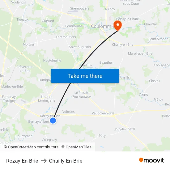 Rozay-En-Brie to Chailly-En-Brie map
