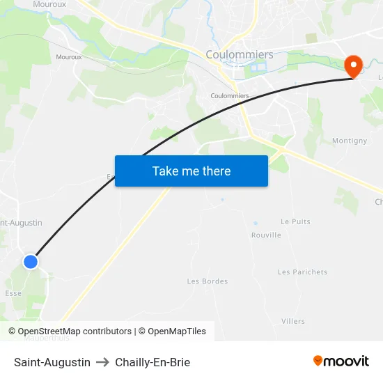 Saint-Augustin to Chailly-En-Brie map