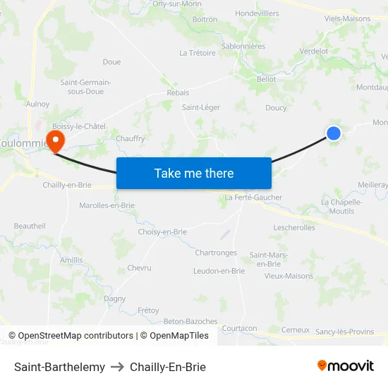 Saint-Barthelemy to Chailly-En-Brie map