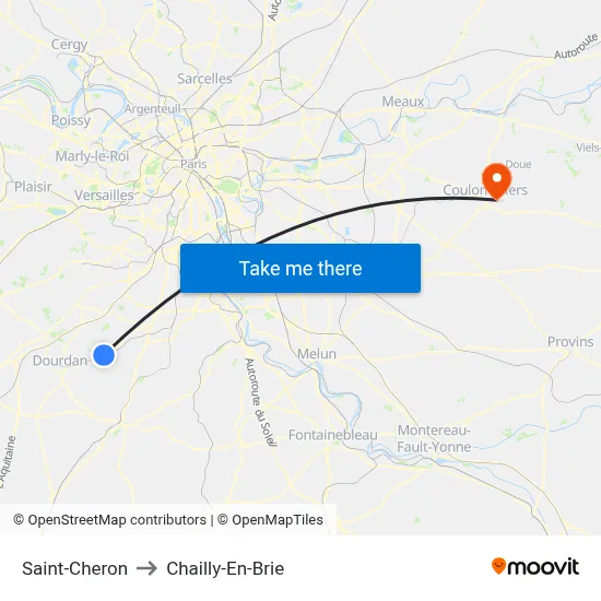Saint-Cheron to Chailly-En-Brie map