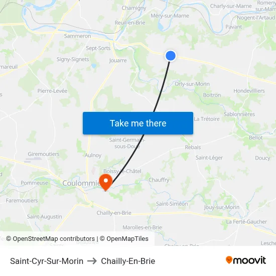 Saint-Cyr-Sur-Morin to Chailly-En-Brie map