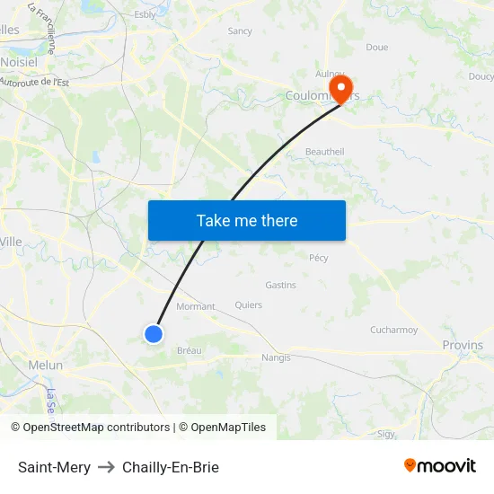 Saint-Mery to Chailly-En-Brie map