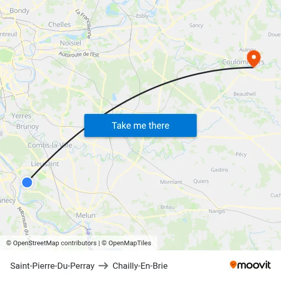 Saint-Pierre-Du-Perray to Chailly-En-Brie map