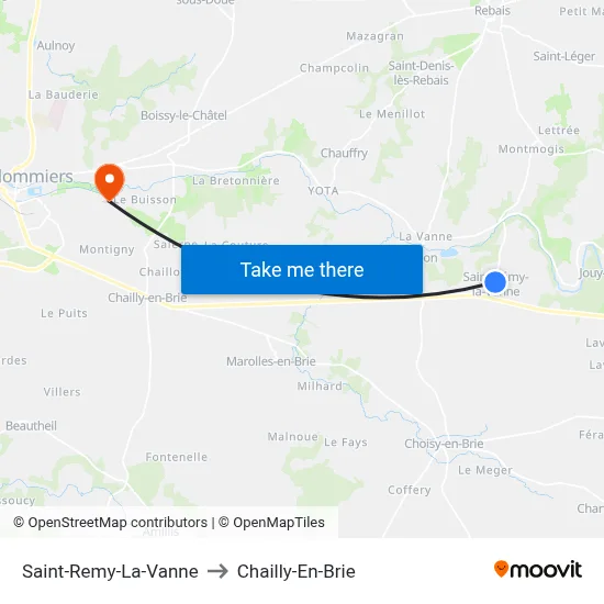 Saint-Remy-La-Vanne to Chailly-En-Brie map