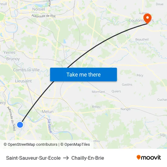 Saint-Sauveur-Sur-Ecole to Chailly-En-Brie map