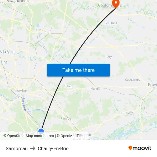 Samoreau to Chailly-En-Brie map