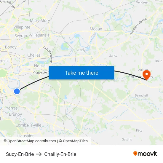 Sucy-En-Brie to Chailly-En-Brie map