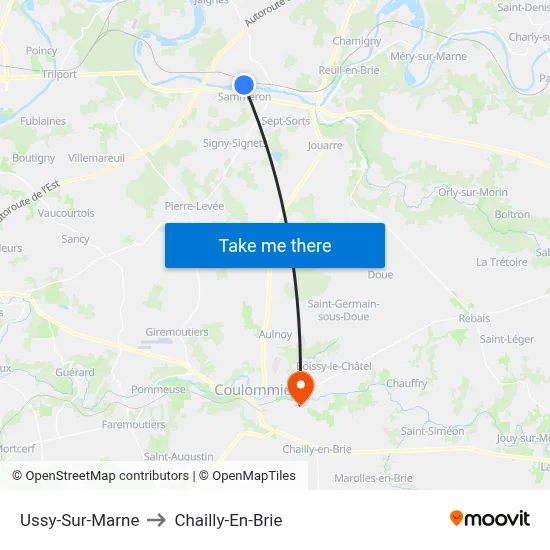 Ussy-Sur-Marne to Chailly-En-Brie map