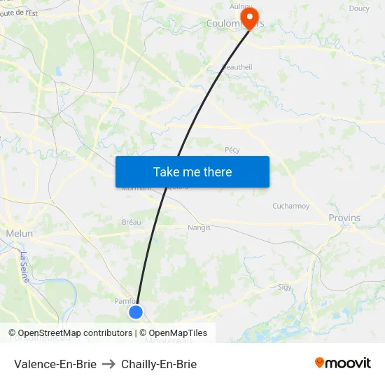 Valence-En-Brie to Chailly-En-Brie map