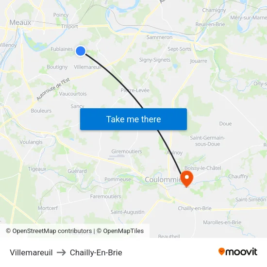 Villemareuil to Chailly-En-Brie map