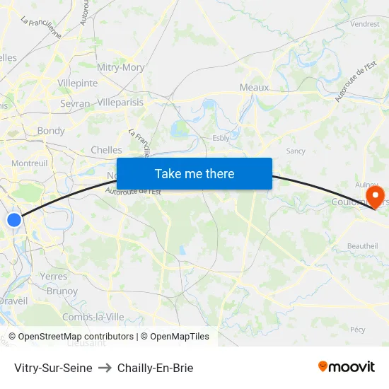 Vitry-Sur-Seine to Chailly-En-Brie map
