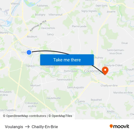 Voulangis to Chailly-En-Brie map