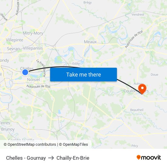 Chelles - Gournay to Chailly-En-Brie map