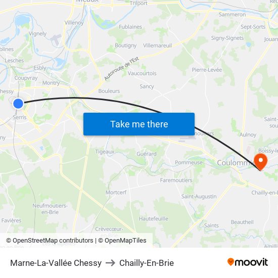 Marne-La-Vallée Chessy to Chailly-En-Brie map