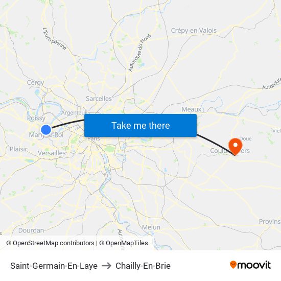 Saint-Germain-En-Laye to Chailly-En-Brie map