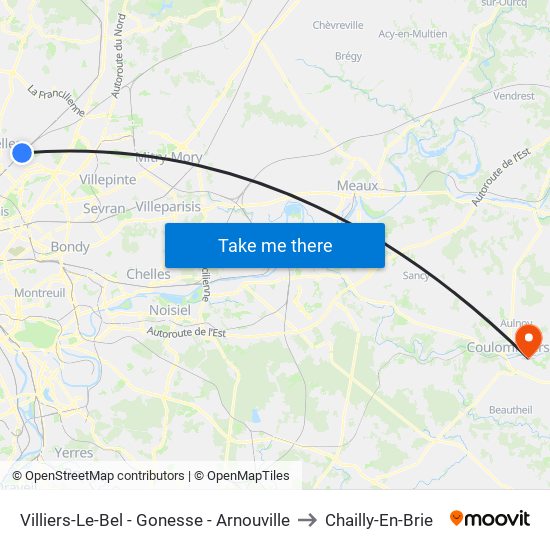 Villiers-Le-Bel - Gonesse - Arnouville to Chailly-En-Brie map