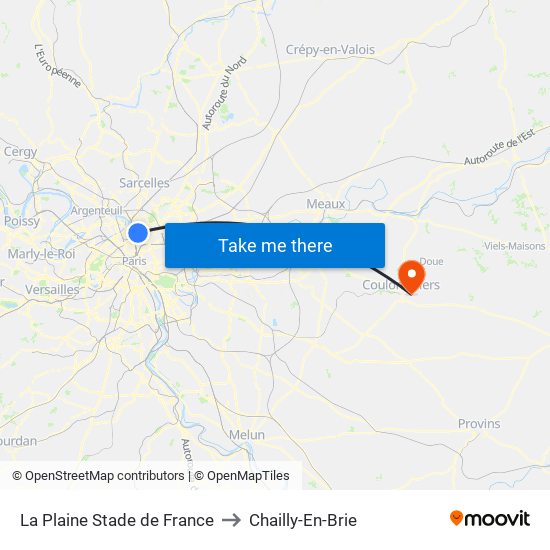 La Plaine Stade de France to Chailly-En-Brie map