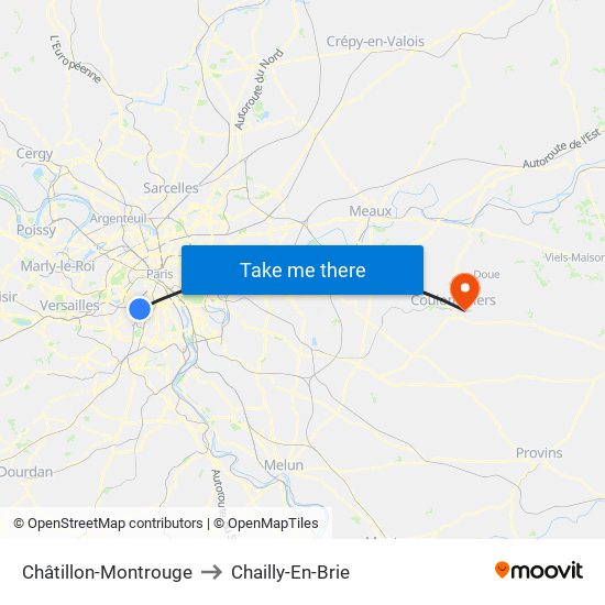 Châtillon-Montrouge to Chailly-En-Brie map